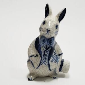Vintage Potting Shed Dedham Rabbit With Top Hat Figurine Marked Sample